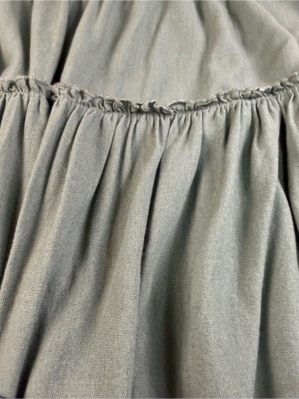 Light Sage Olive Color way Tiered Women’s Skirt with Drawstring Waist - Picture 4 of 7